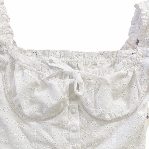 BAR III White Underwire Eyelet Crop Top Size 8 New - Picture 5 of 8